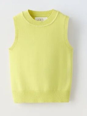 Zara Kids Lime Green Knit Sweater Vest